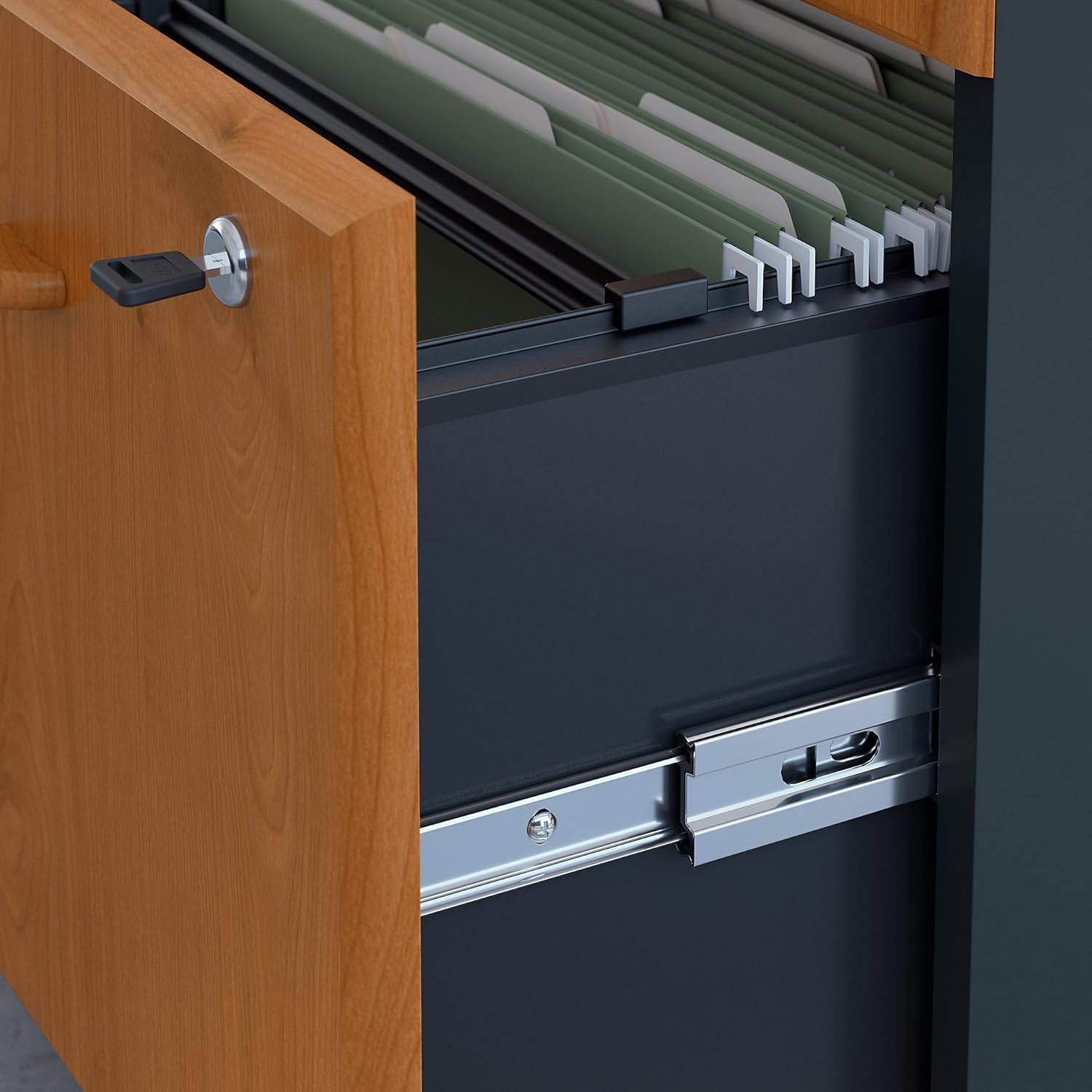 3 Drawer Mobile File Cabinet, Natural Cherry/Slate M167919
