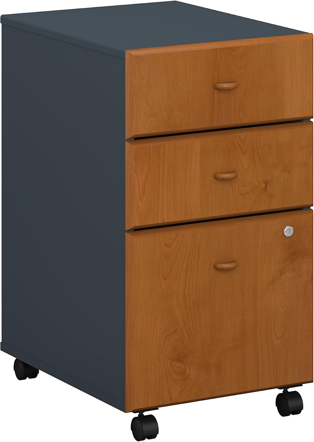 3 Drawer Mobile File Cabinet, Natural Cherry/Slate M167919