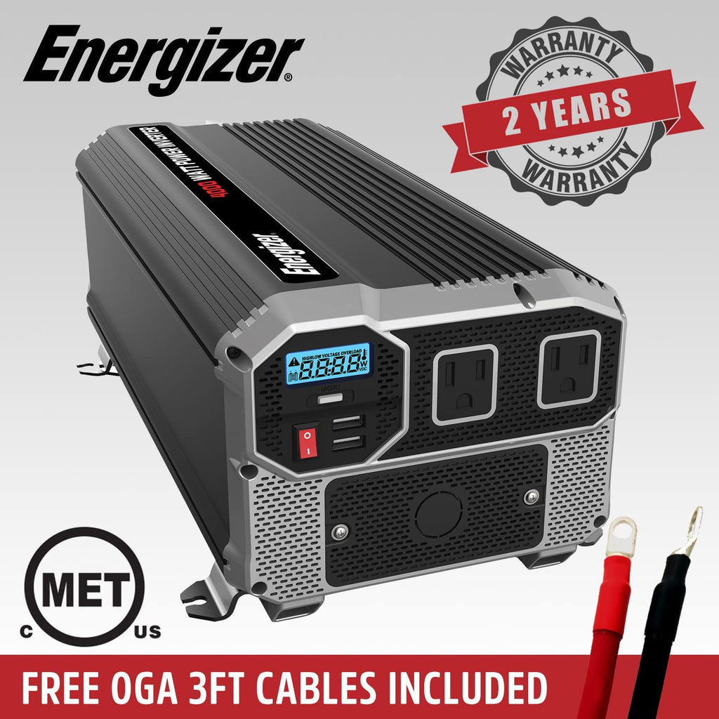 1100 Watts Modified Sine Wave Car Inverter, 12V to 110 Volts, Two AC Outlets, Two USB Ports (2.4 Amp) N11660