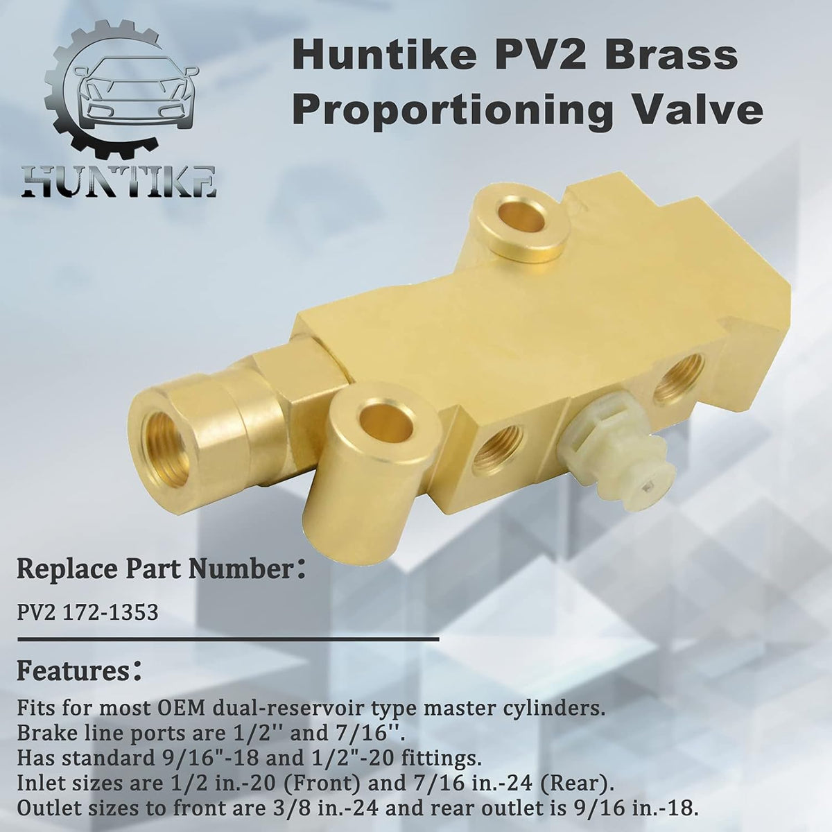 Brass Proportioning Valve Disc/Drum Brake Compatible with GM Street Rod Classic Car & Truck Pack of 2 C717132