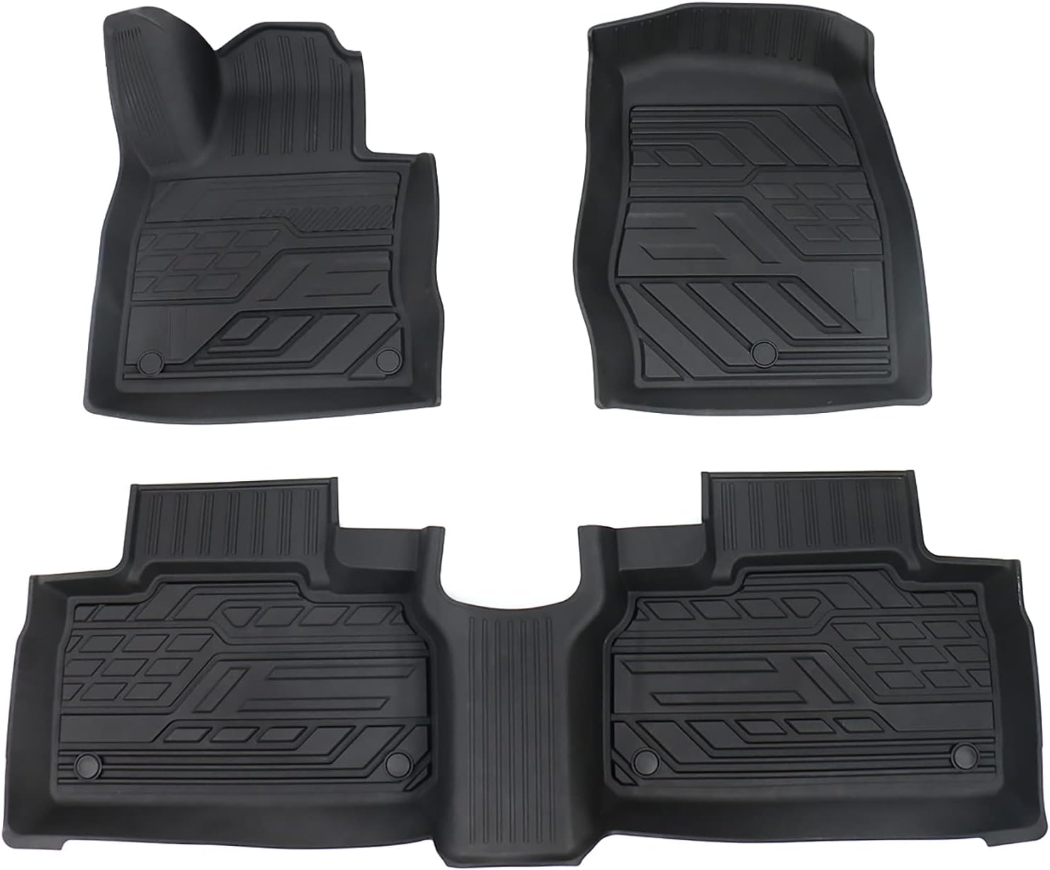 3D Design All Weather TPE Floor Liners for Ford Explorer 2019 2021, 1st and 2nd Row Black P4941