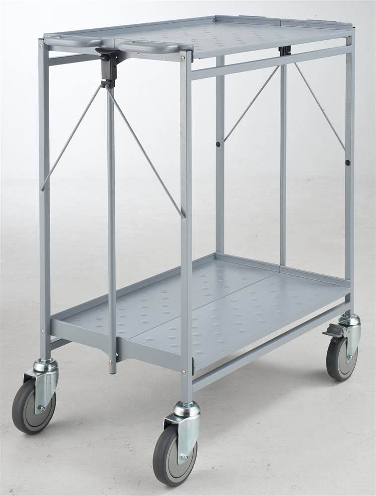 Gray 2-Shelf Folding Swivel Caster Carts W2627
