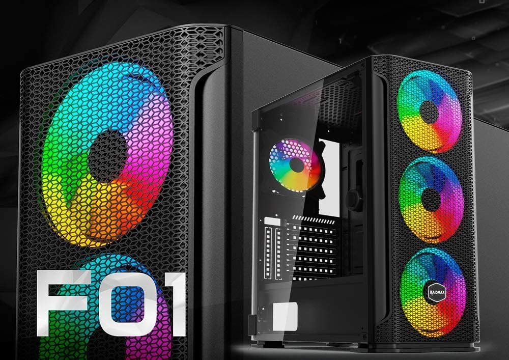 ATX Desktop Gaming Computer Case with Tempered Glass Side Panel J643026
