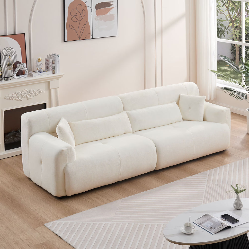Beige Faux Rabbit Fur Sofa S283