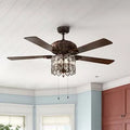 5 - Blade Crystal Ceiling Fan with Pull Chain and Light Kit N200