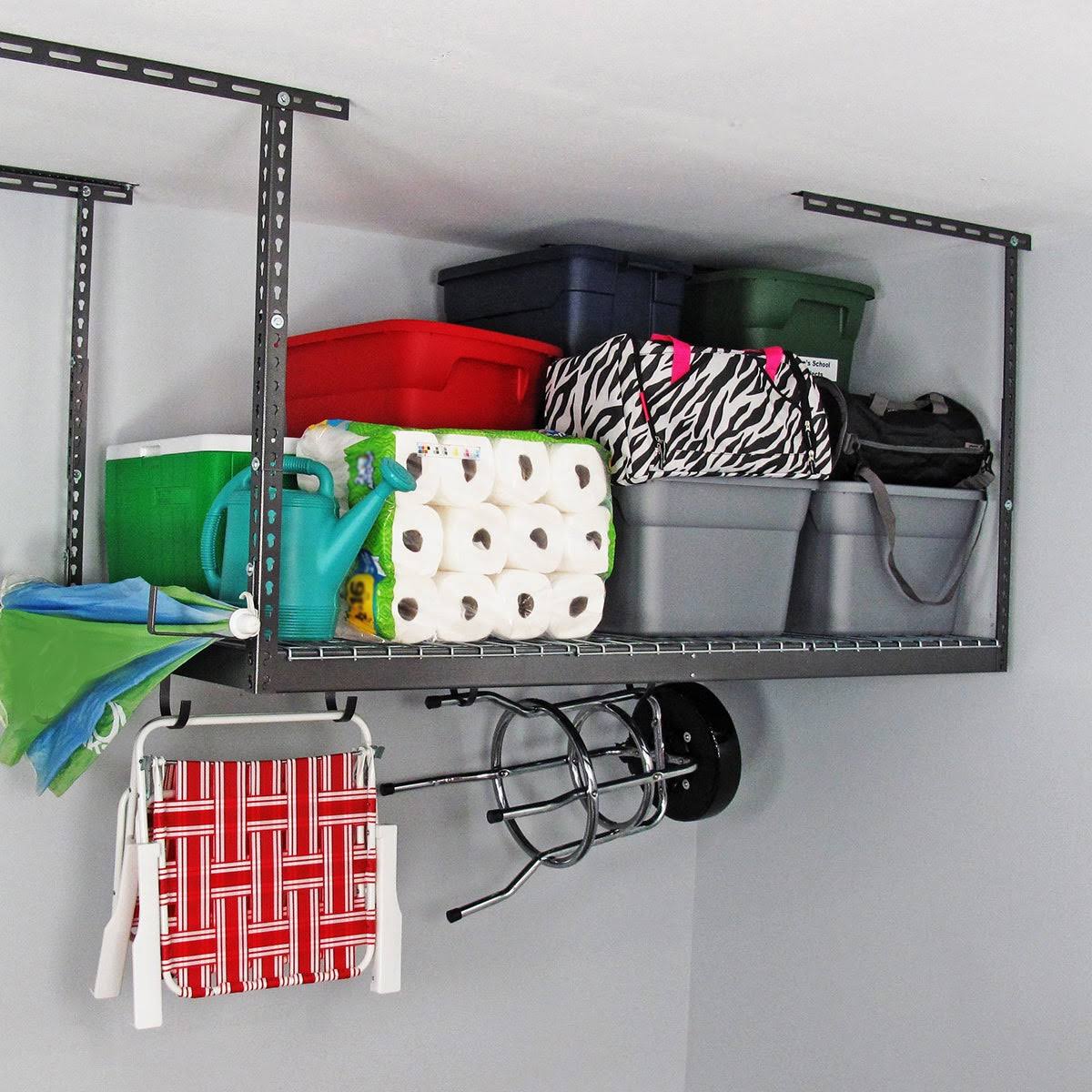 Overhead Garage Storage Rack White F297886