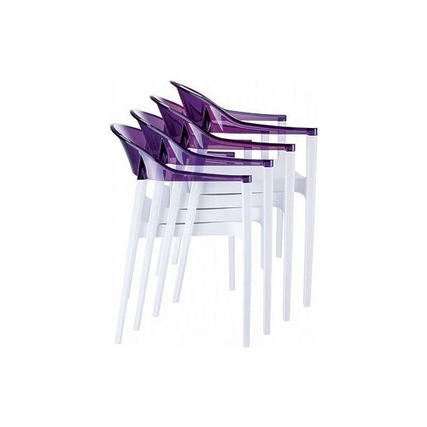 Transparent Red Back White Seat Dining Chair, Set of 4 Y4816
