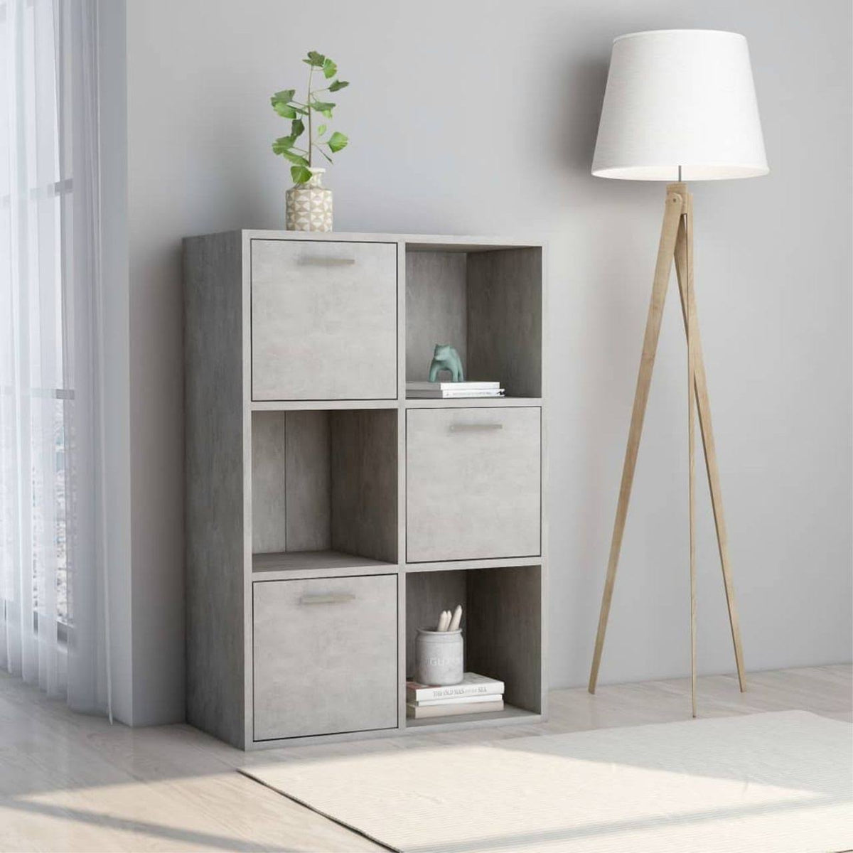 Concrete Gray Chipboard Storage Cabinet F6357