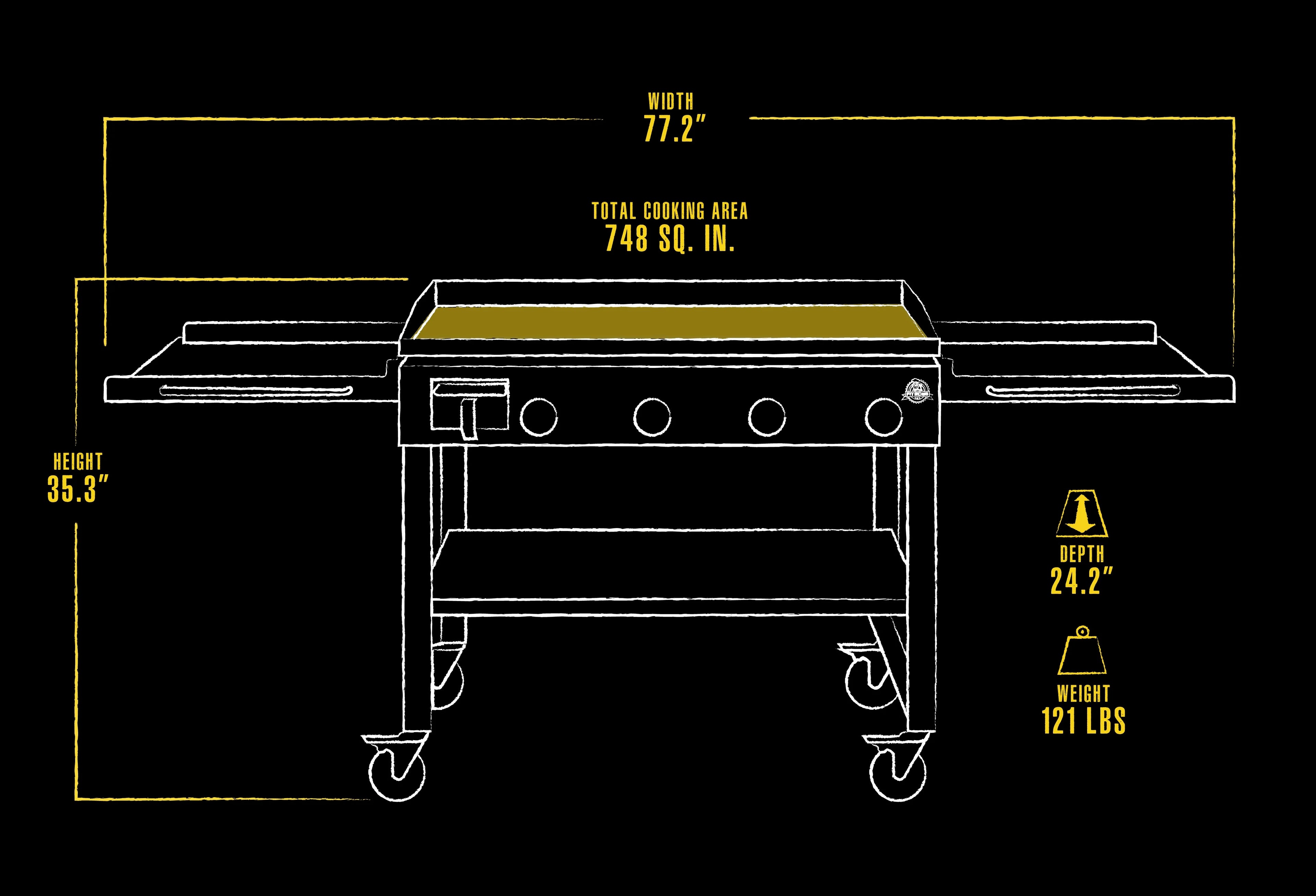 4 Burner Portable Griddle with Foldable Side Shelf L147450