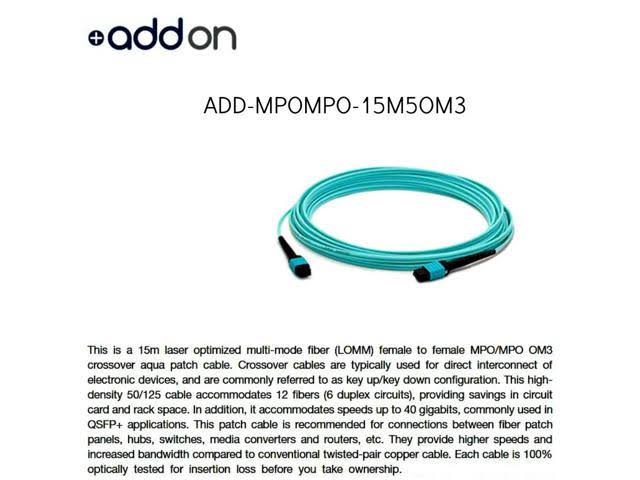 15m MPO OM3 Aqua Patch Cable C602232