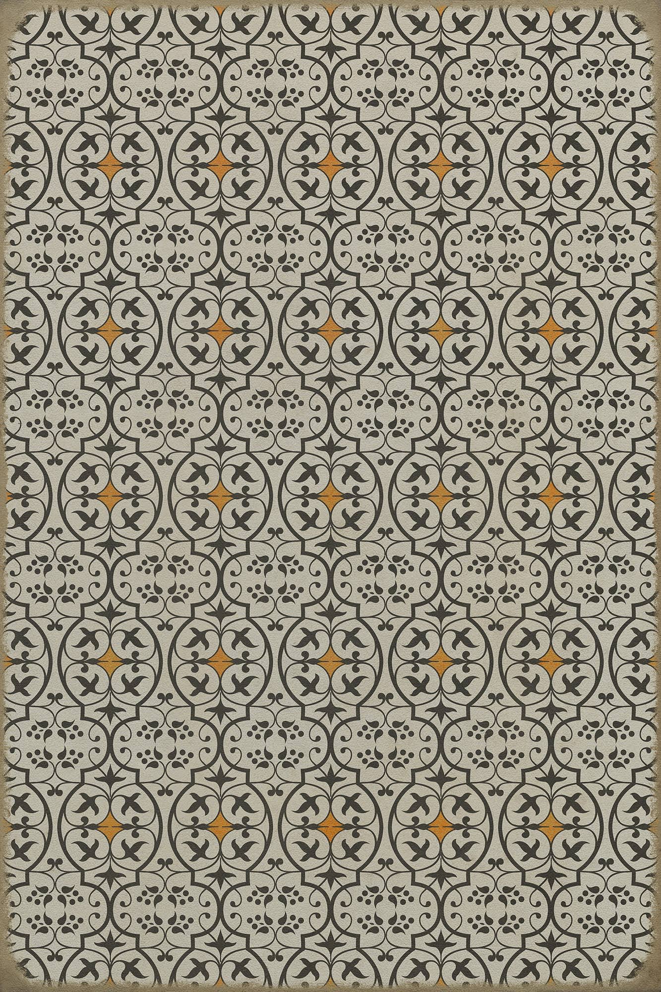 Soft Ivory Grey Orange Square Vintage Vinyl M244787