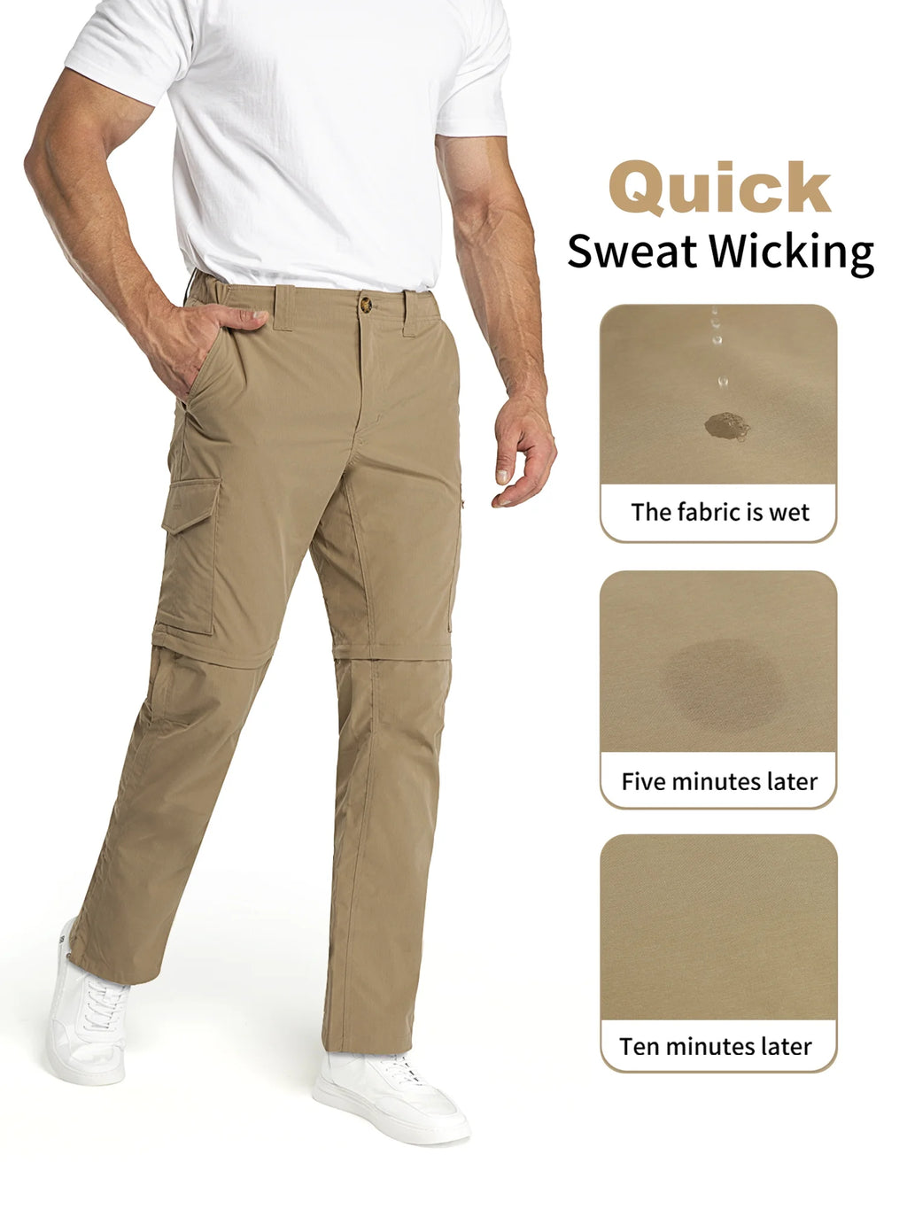 Convertible Quick Dry Stretch Zip-Off Lightweight Cargo Pants X5962