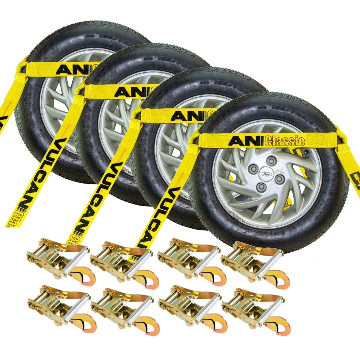 4 Pack Car Tie Down with Snap Hooks, 3300 Lbs SWL F693