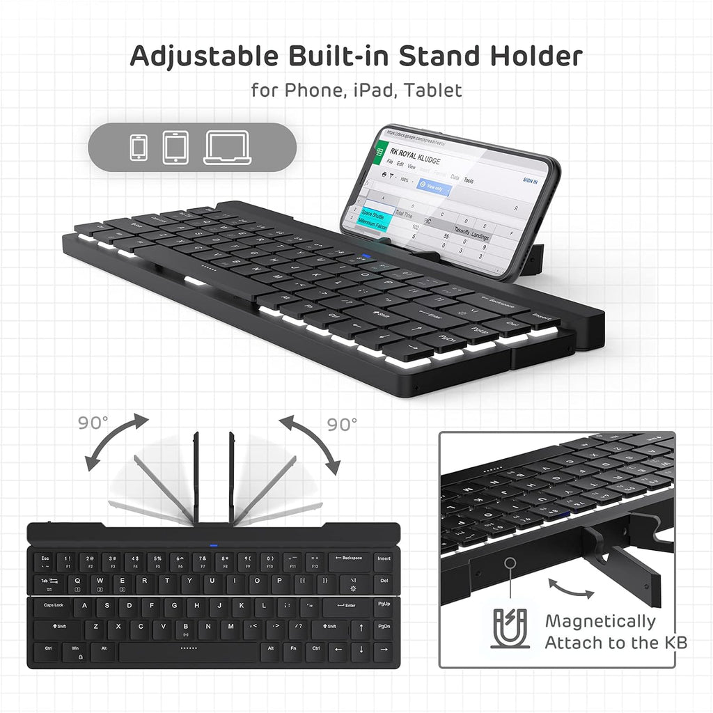 68 Keys 60% Foldable Mechanical Keyboard with Aluminum Body, White Backlit, Low Profile Clicky White Switches, Pack of 2 J4923
