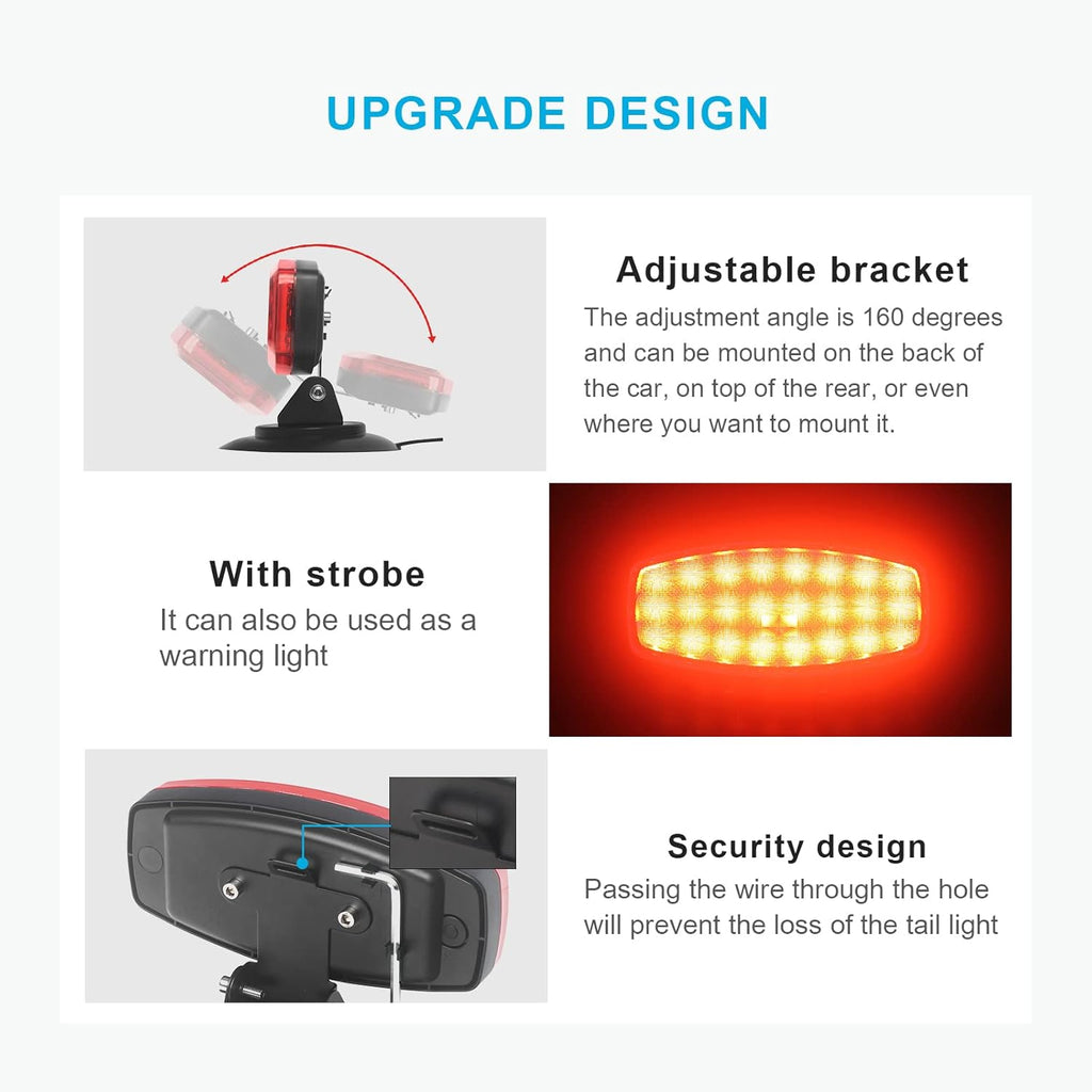 Wireless Trailer Lights with Adjustable Bracket, Battery Magnetic Tow Lights with Strobe D454958