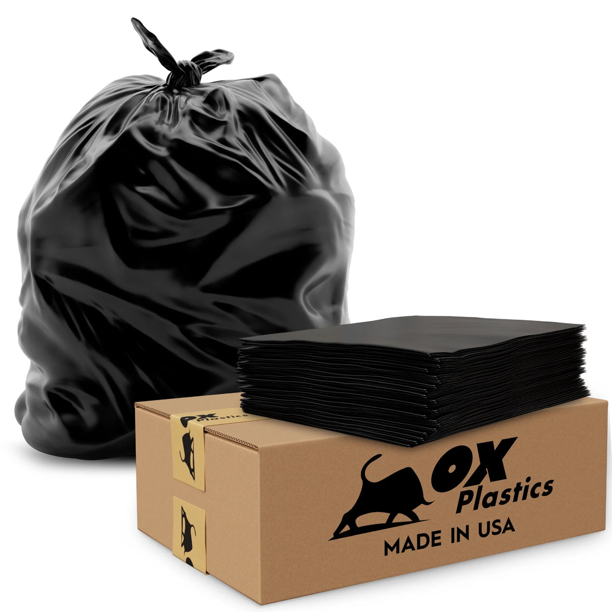 Black 55 Gallon 2 MIL Contractor Heavy Duty Trash Can Liner Bags, 100 Bags W809