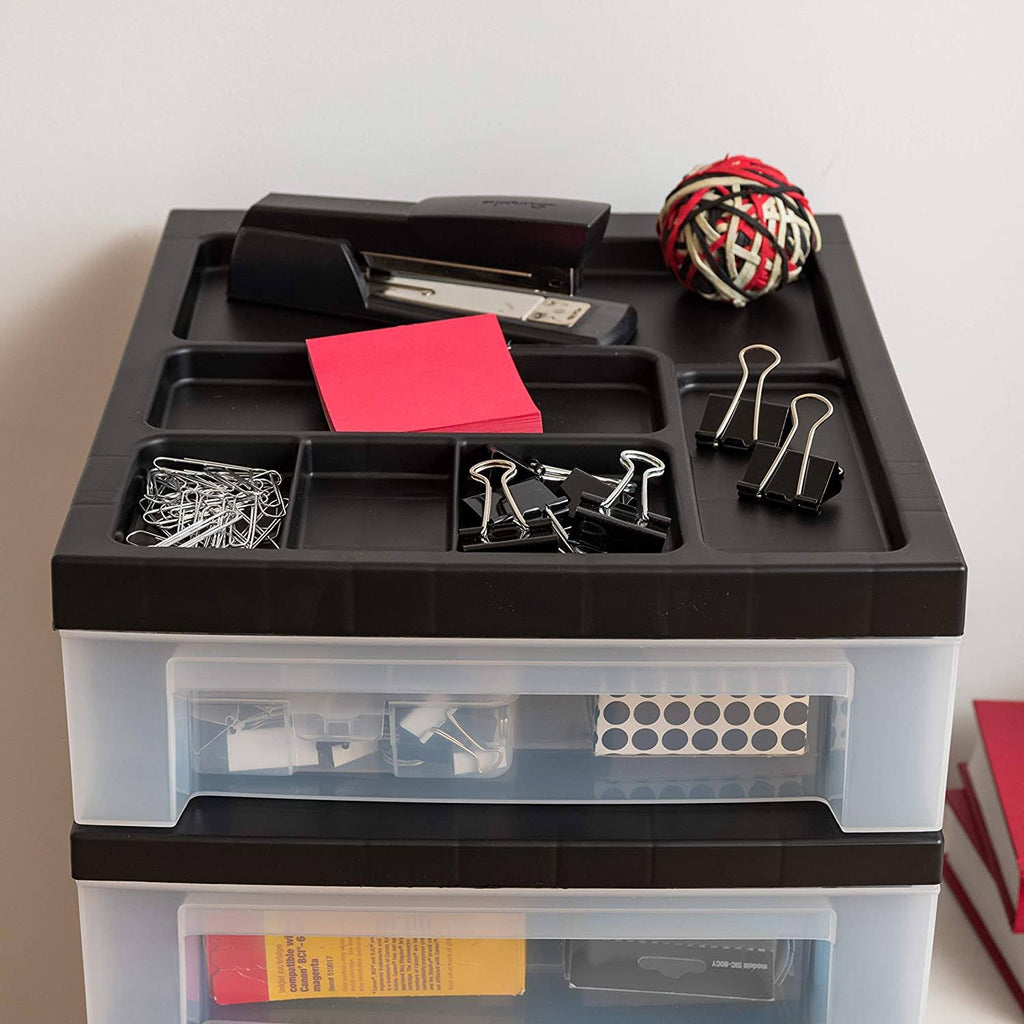 7 Drawer Rolling Cart with Organizer Top (Black) C2752
