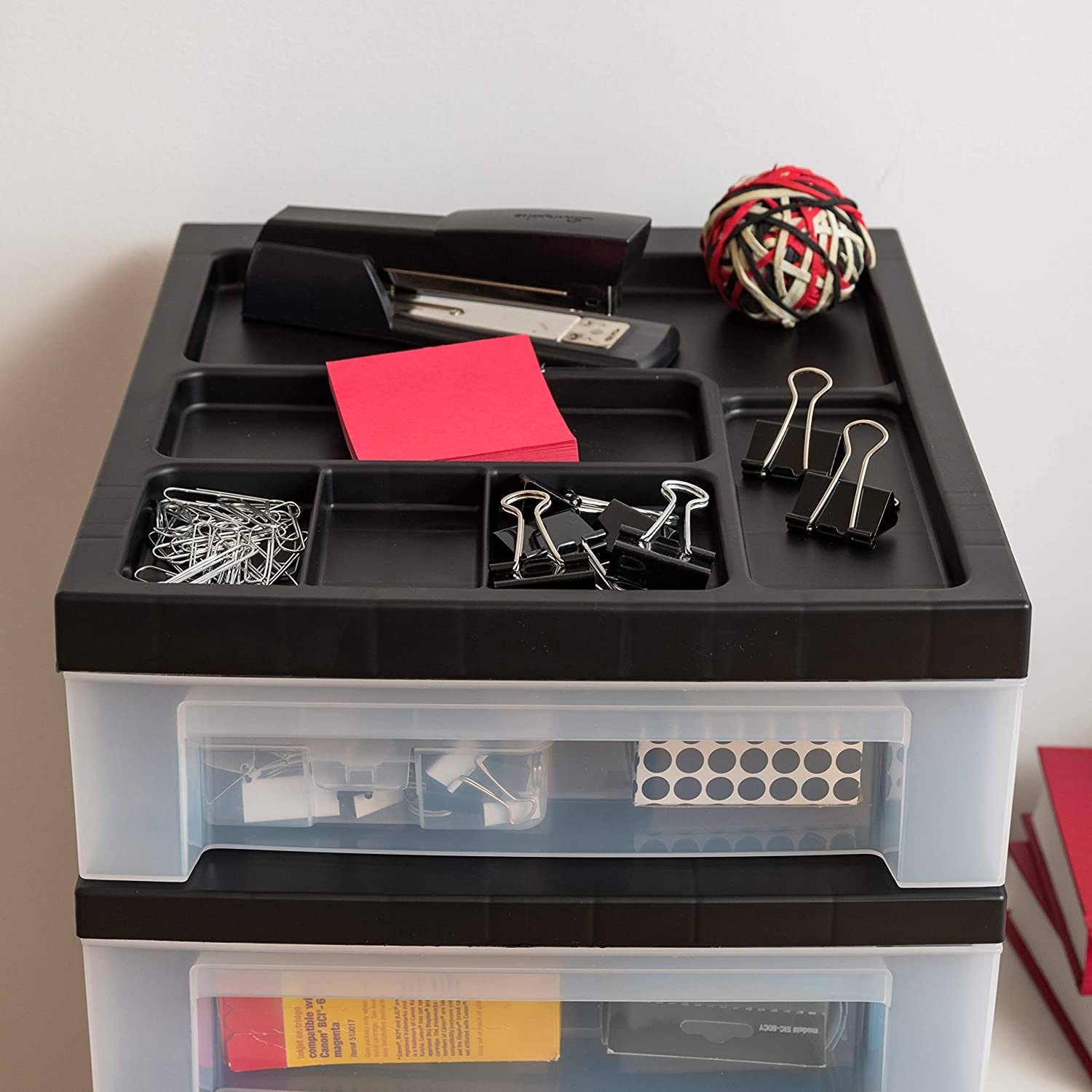 7 Drawer Rolling Cart with Organizer Top (Black) C2752