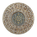 Round Antique Gold Metal Wall Decor with Light Green Textured Pattern Center X2886