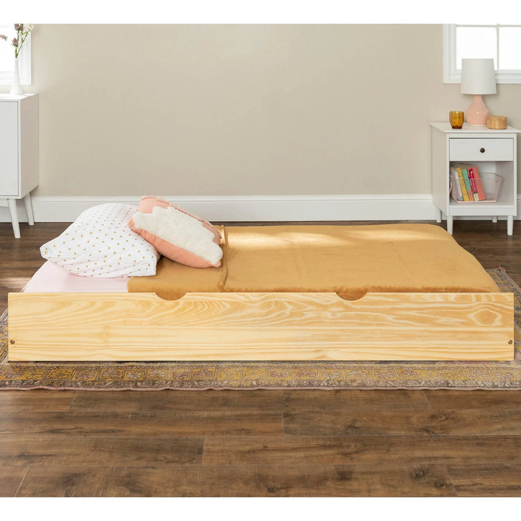 Twin Solid Wood Trundle Bed Natural E721