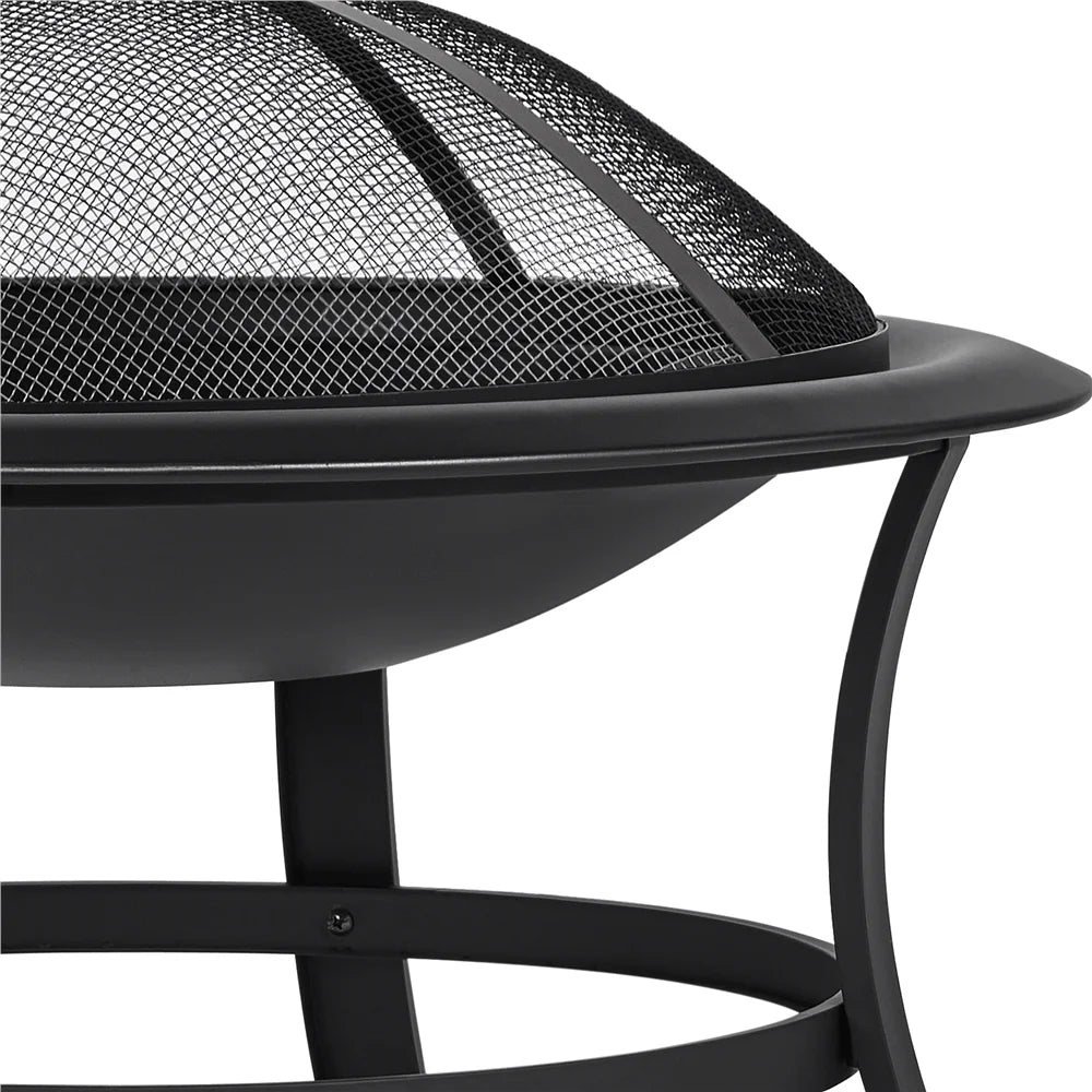 Black Iron Fire Pit with Spark Screen and Wood Grate R833
