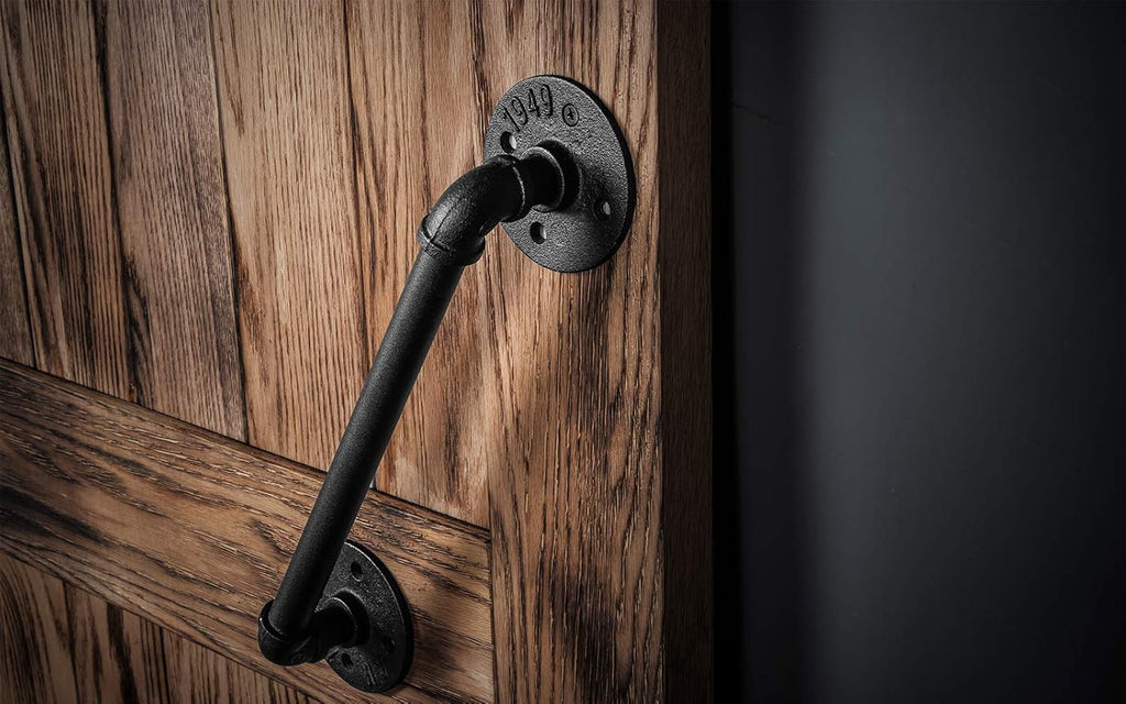 Matte Black Industrial Cast Iron Door Pull Handle Pack of 2 W685