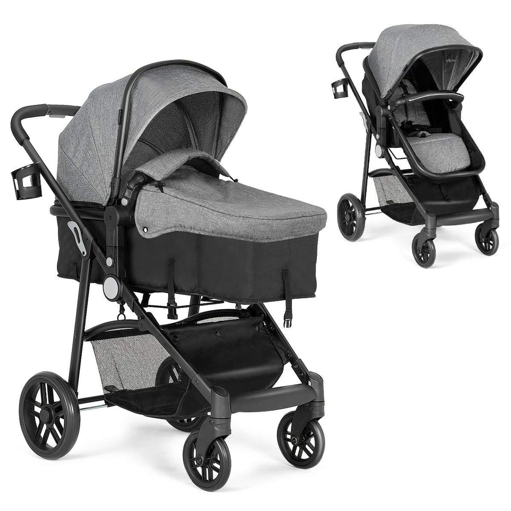 Gray 2 in 1 Convertible Baby Stroller with 5-Point Harness K853