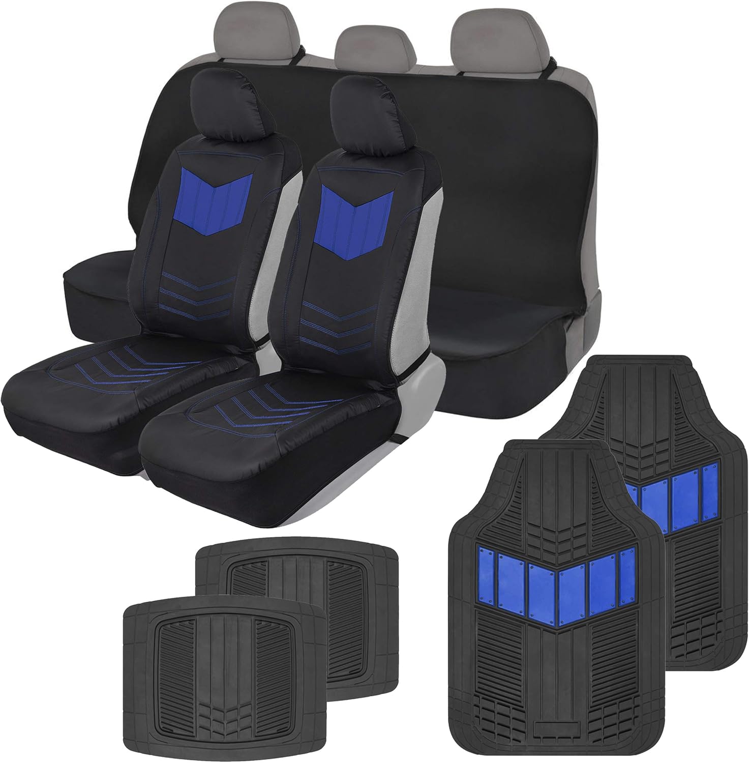 Beige Vegan Leather Bench Seat Cover & Floor Mat Car Full Set Combo G757