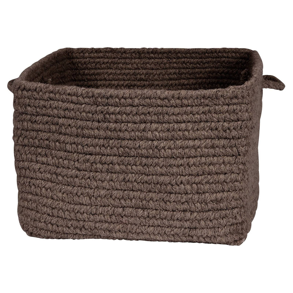 Chunky Natural Wool Dark Brown Square Basket D751732