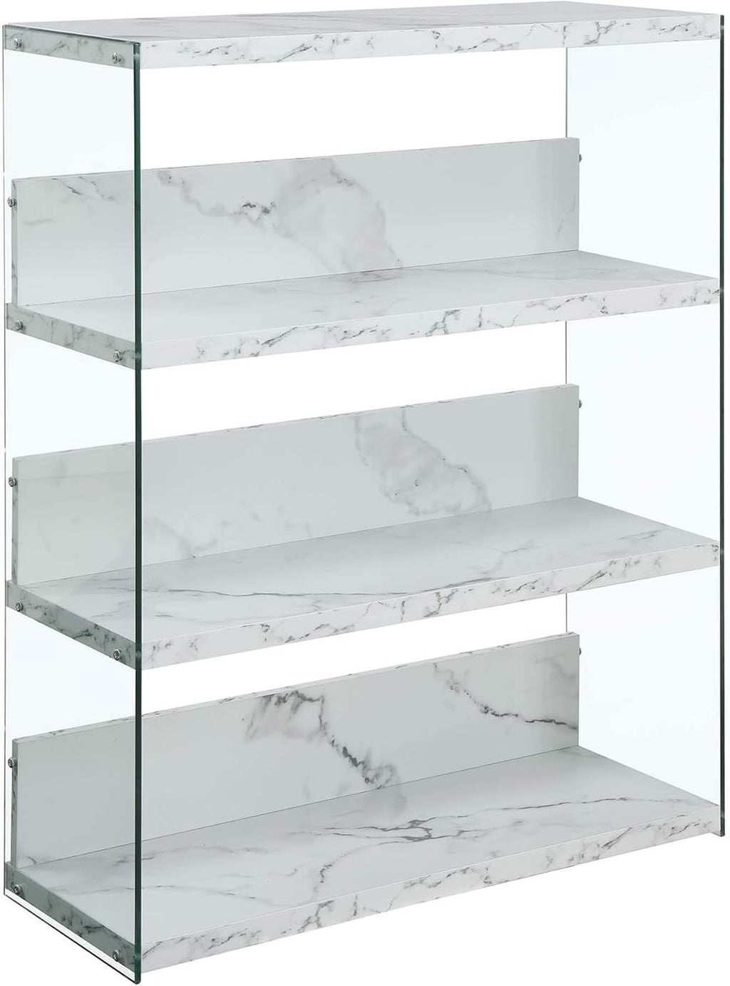 White Faux Marble 4 Tier Bookcase S739547