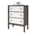 Walnut Grey White 3-Drawer Dresser O77022