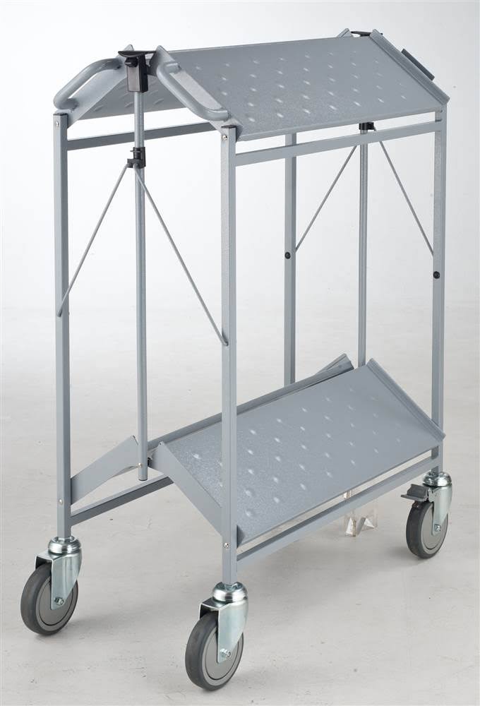 Gray 2-Shelf Folding Swivel Caster Carts W2627