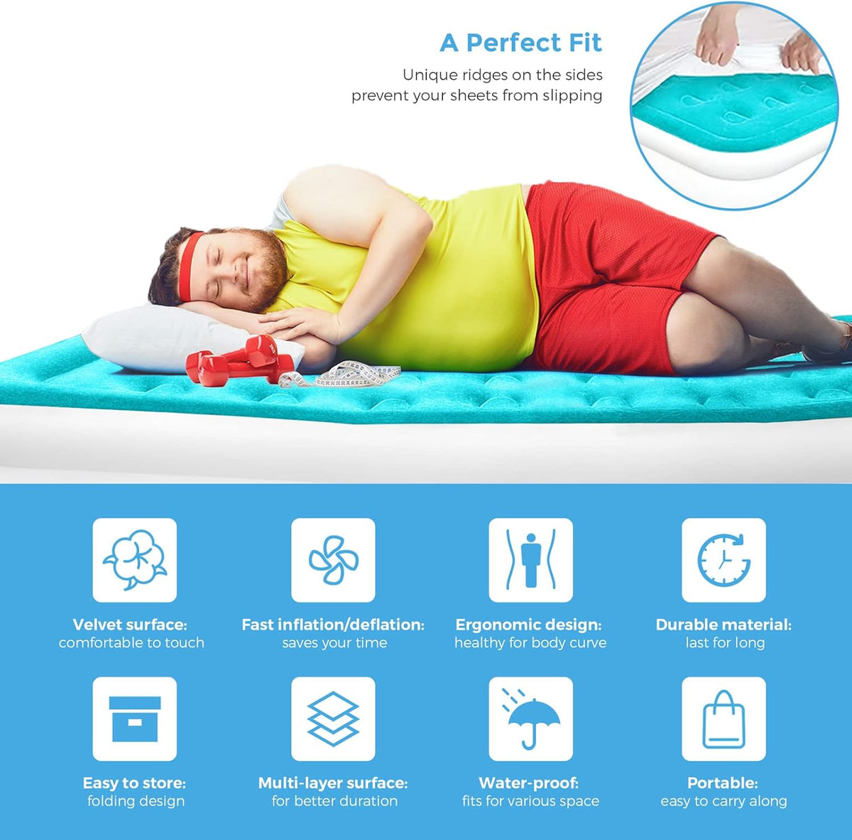 Twin Size Double-High Inflatable Air Mattress with Built in Pump R554