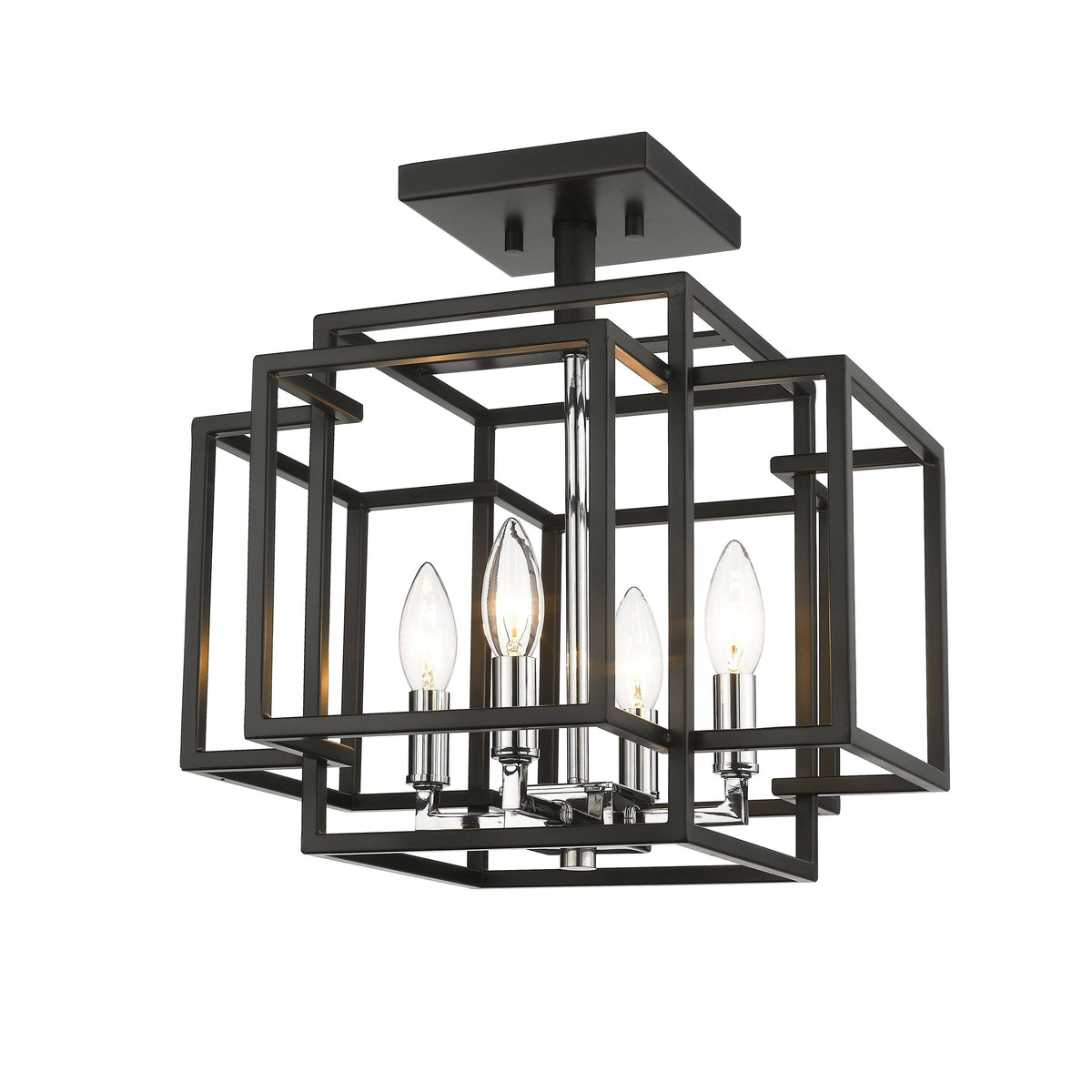 Black Steel Semi-Flush Mount Light I305260