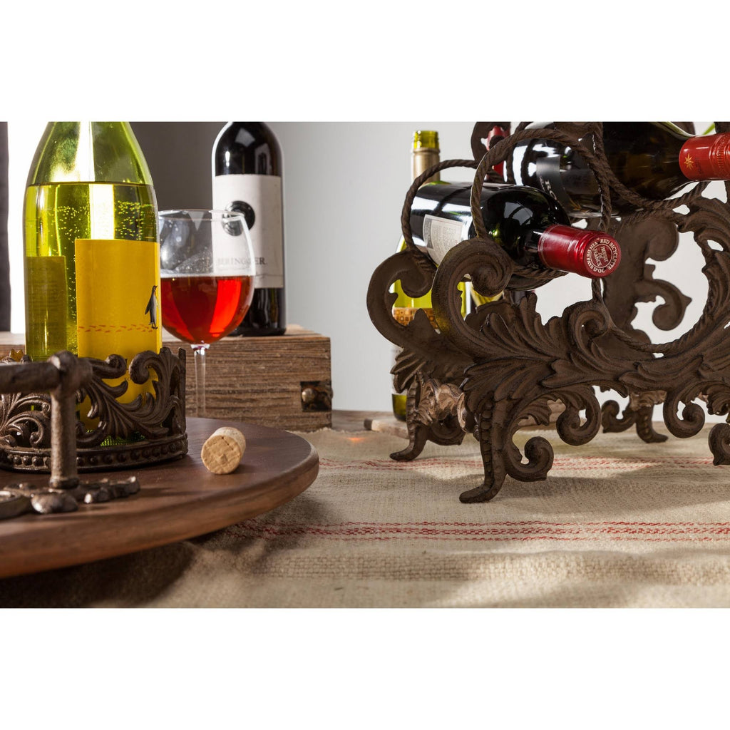 Wood Lazy Susan with Metal Handles S793