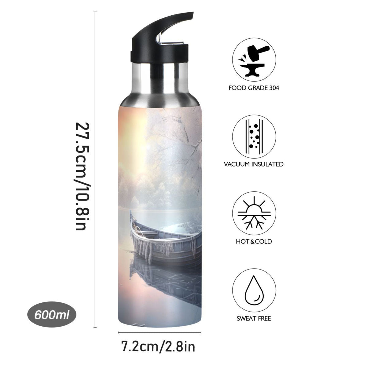 Insulated Stainless Steel Water Bottle with Straw Lid, 20 oz R34134