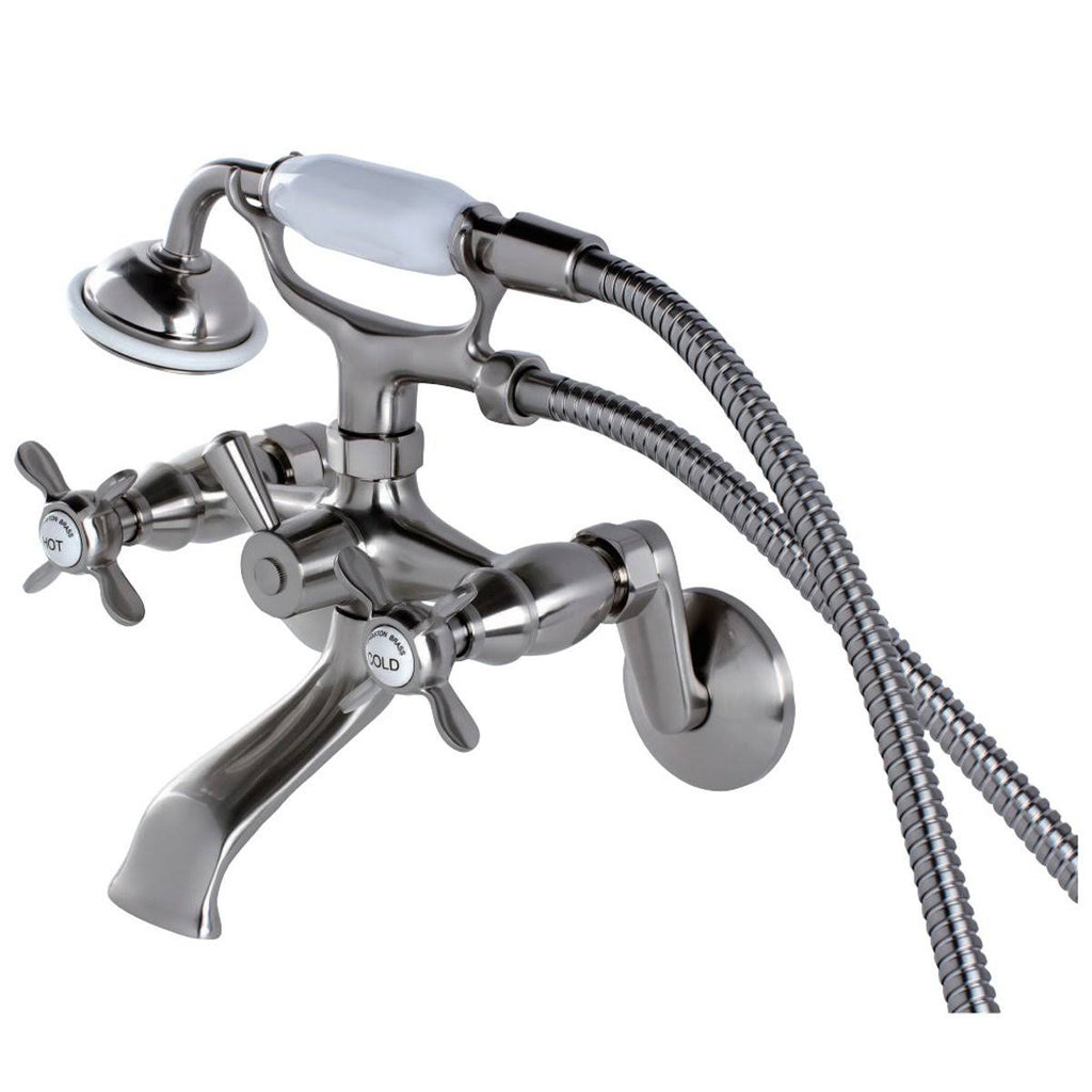 Brushed Brass Wall Mount Clawfoot Tub Faucet with Hand Shower A4614