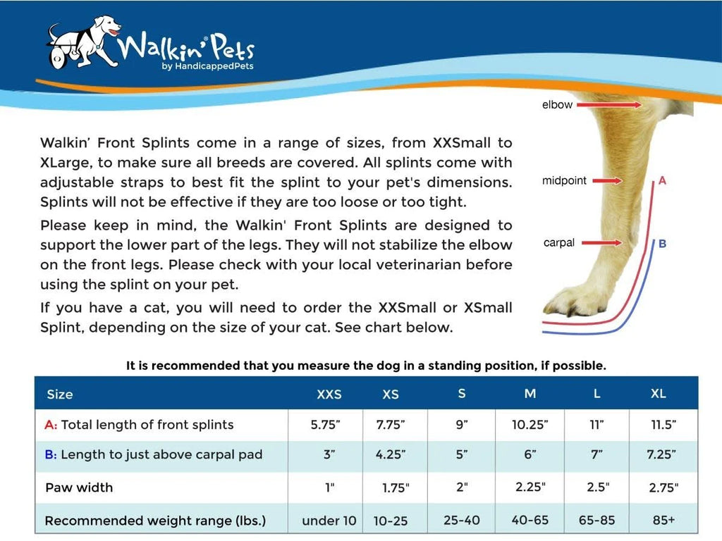 Dog Front Leg Splint with Foam Inserts L539