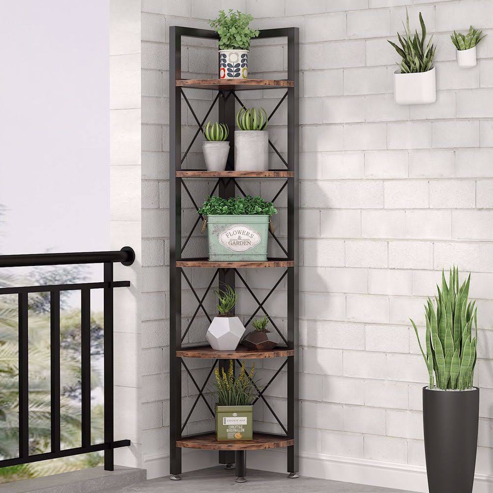5 Tier Corner Shelf Brown Q11596