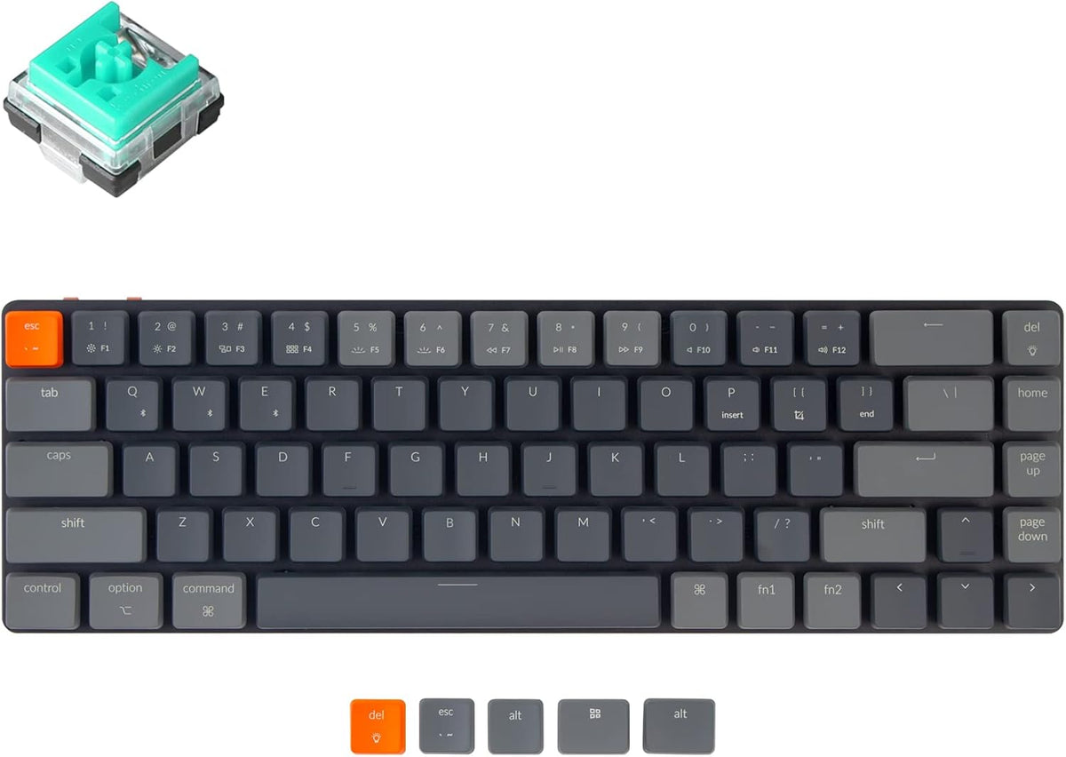 65% Layout Ultra-Slim Wireless Bluetooth Wired Mechanical Keyboard with Low-Profile Optical Blue Switch RGB Backlit 68 Keys Z51606