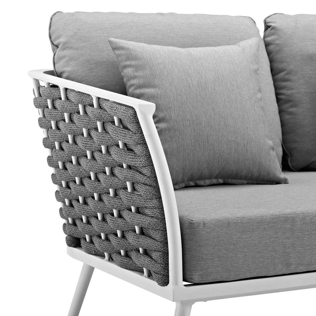 White Gray Aluminum Outdoor Patio Sofa J252624