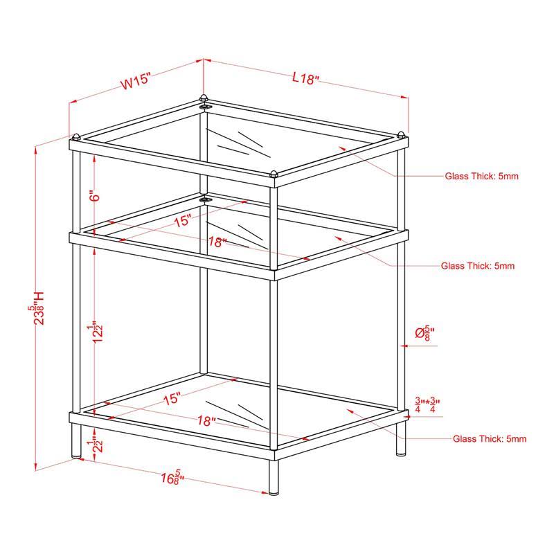 Blue Metal and Clear Glass Top Side Table T570411