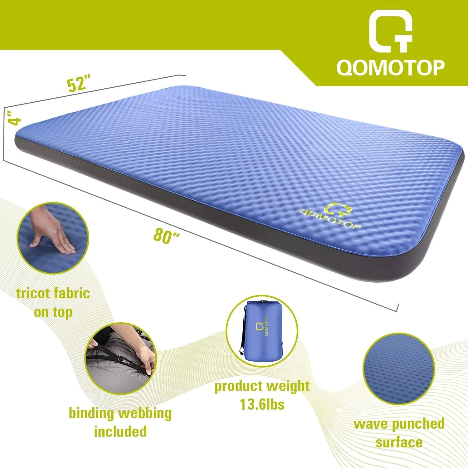 Blue 4 Inches Thick Self-Inflating Camping Mattress L471102