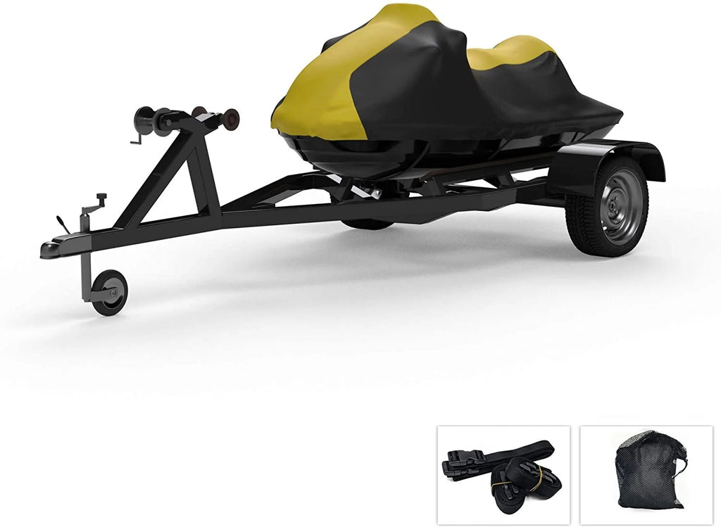 Yellow/Black Jet Ski Cover with Trailer Straps and Storage Bag P864449