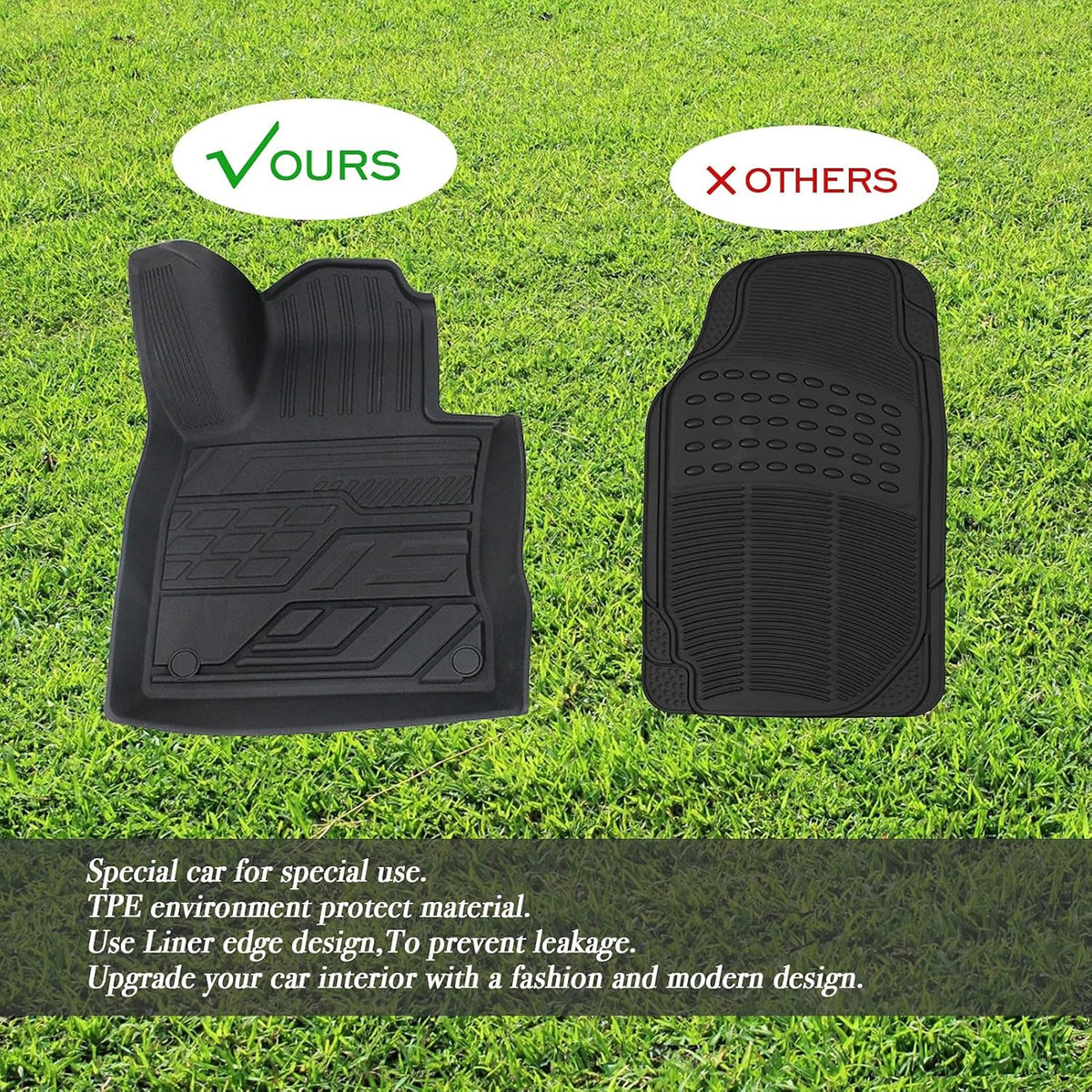 3D Design All Weather TPE Floor Liners for Ford Explorer 2019 2021, 1st and 2nd Row Black P4941