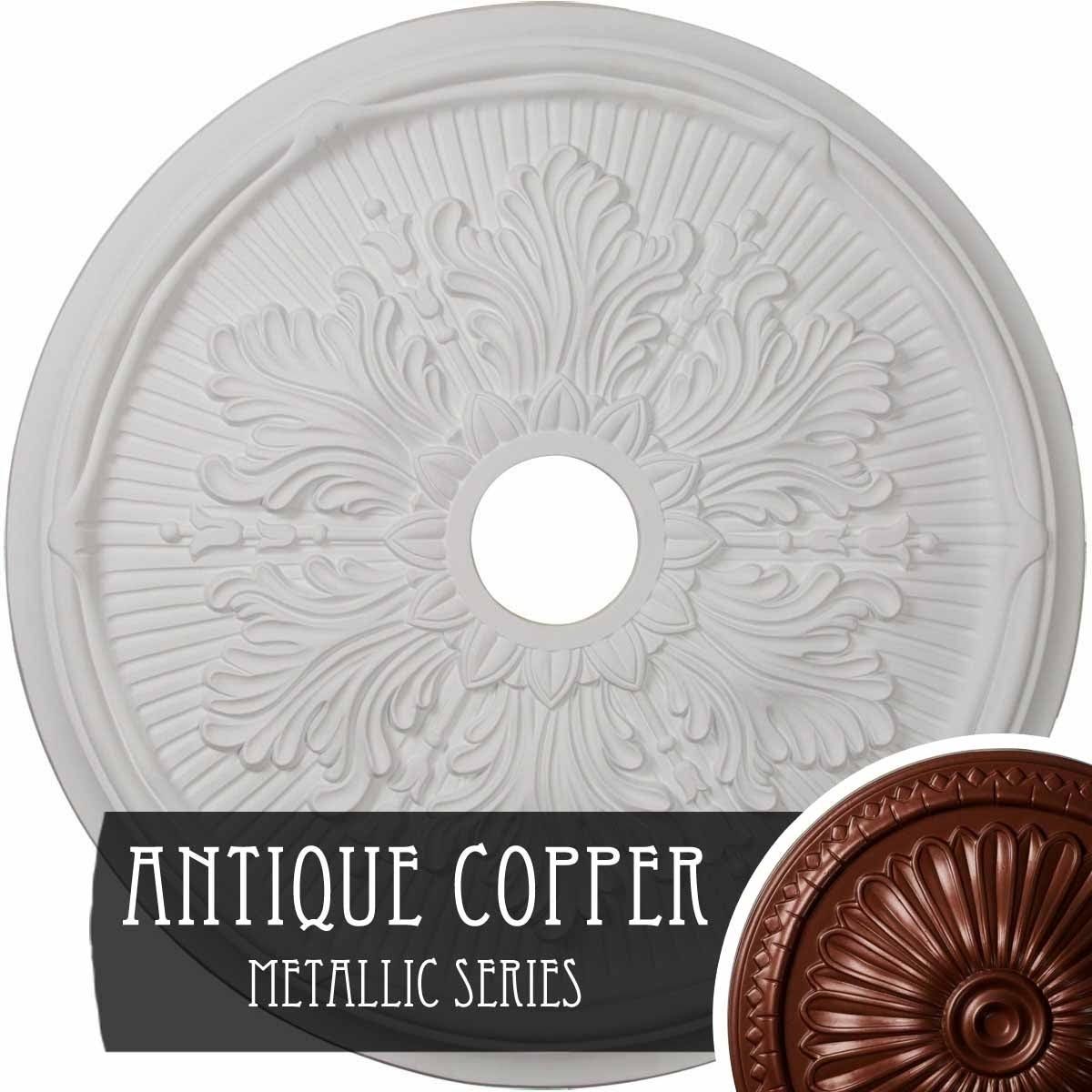 23 3/4x22OD x 3 5/8x22ID x 1 7/8x22P Hand-Painted Copper Green Patina Ceiling Medallion K585019