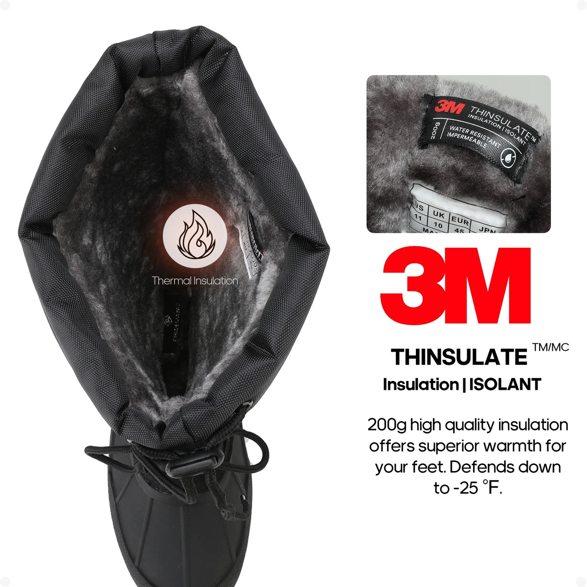 Black Waterproof Winter Snow Boots M56649