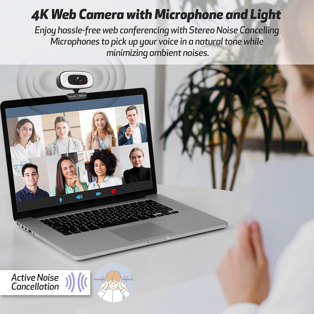 4K Webcam with Light Ultra HD 8MP Autofocus USB Web Cam with Microphone B768