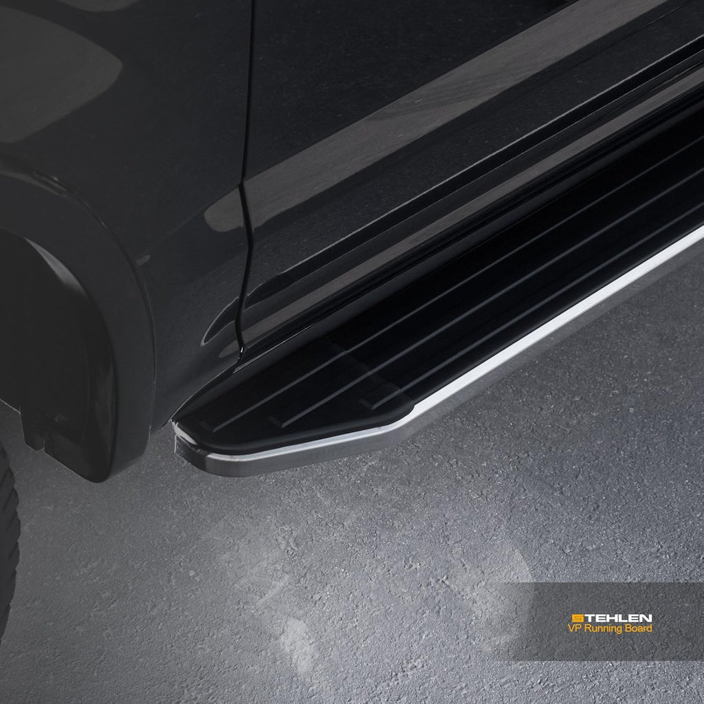 Black Aluminum Running Boards with Chrome Trim C973