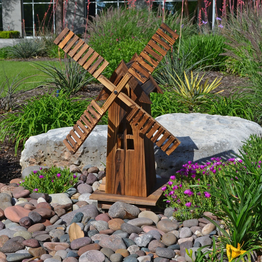 Rustic Brown Wooden Dutch Windmill Sculpture E785139